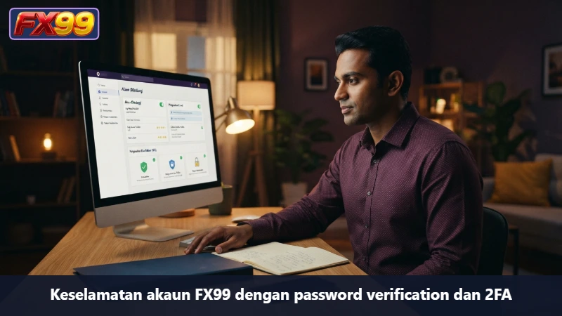 Keselamatan akaun FX99 dengan password verification dan 2FA
