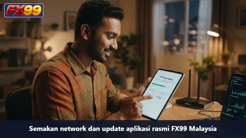 Semakan network dan update aplikasi rasmi FX99 Malaysia